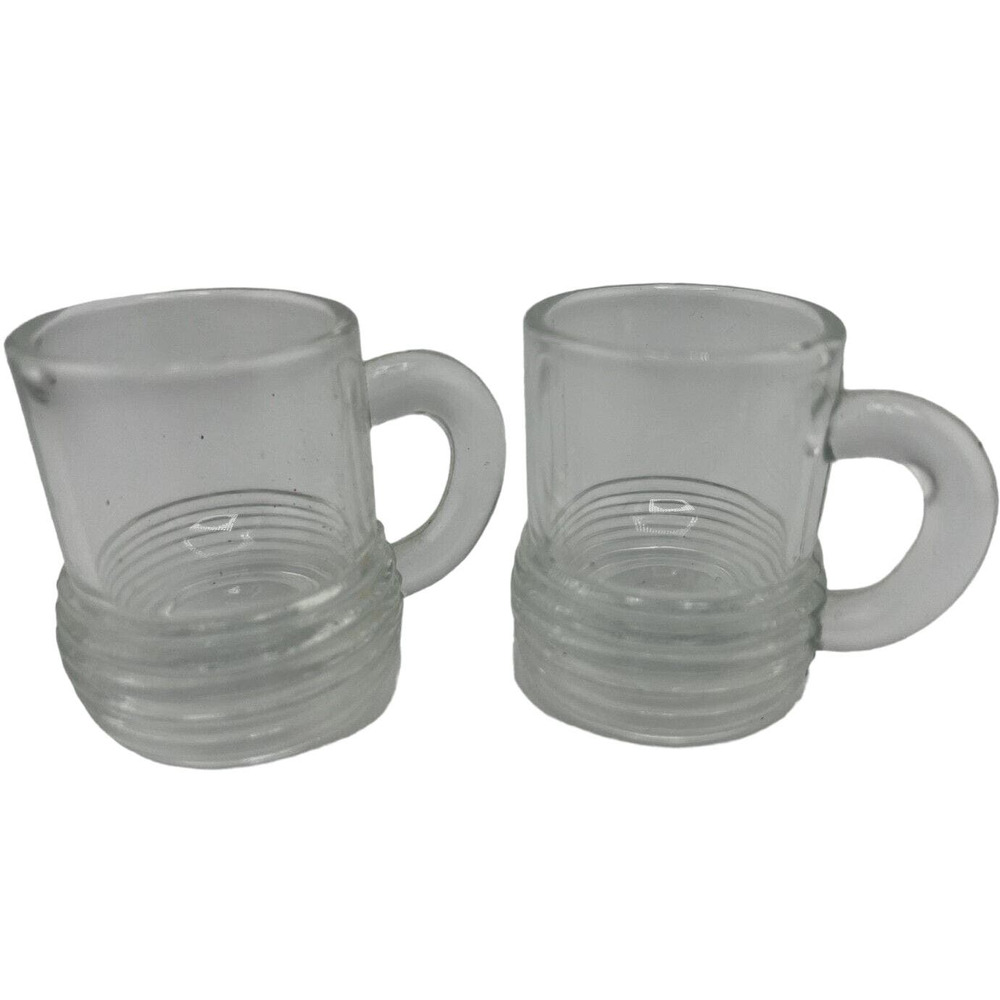Vintage‎ Clear Barware Collection Beer Belly 2" Shot Glasses - Lot of 2